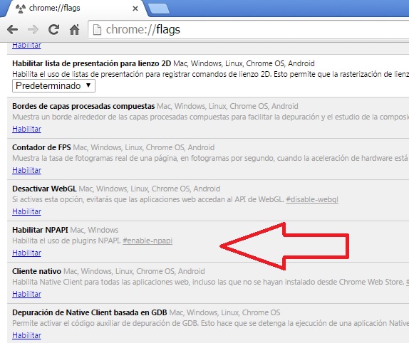 habilitar npapi chrome